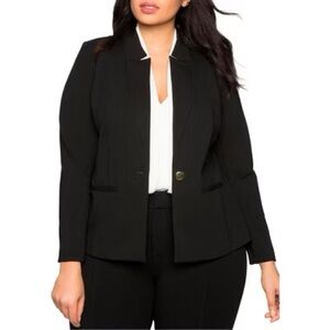NWT Eloquii The Ultimate Stretch One Button Blazer Size 26 Black